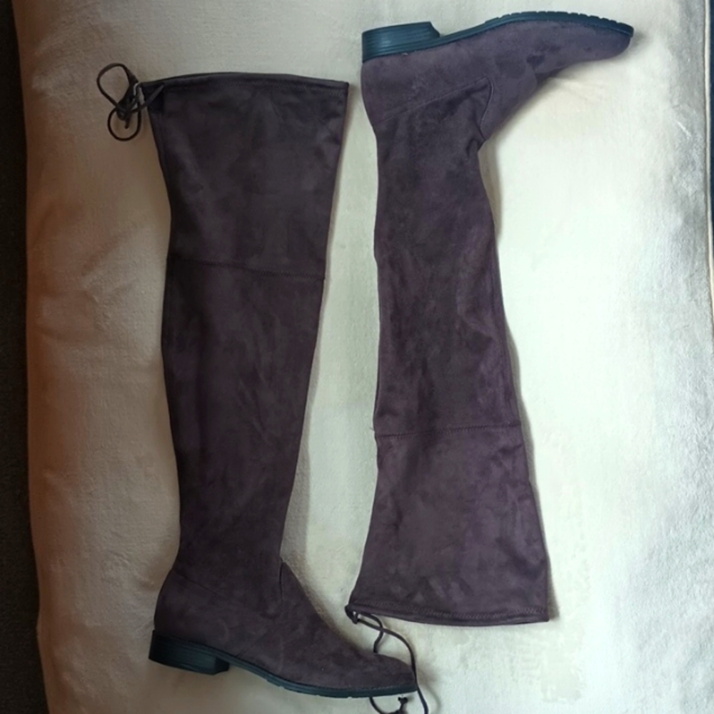Faux suede thigh high boots